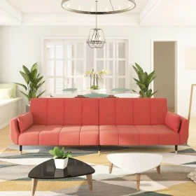Sofá cama de 2 plazas con dos cojines terciopelo rosa de , Sofás - Ref: Foro24-337586, Precio: 308,55 €, Descuento: %
