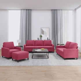 Juego de sofás con cojines 4 piezas terciopelo rojo tinto de , Sofás - Ref: Foro24-3201490, Precio: 610,41 €, Descuento: %