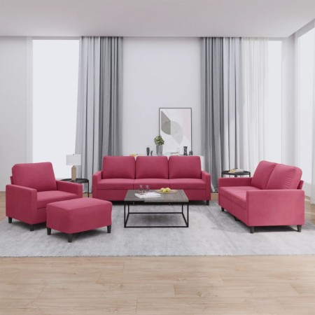 Juego de sofás con cojines 4 piezas terciopelo rojo tinto de , Sofás - Ref: Foro24-3201490, Precio: 610,41 €, Descuento: %