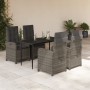 Set comedor de jardín 5 piezas con cojines ratán sintético gris en Conjuntos de jardín | Comprar online en Foru.es