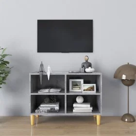 Mueble de TV patas de madera maciza gris hormigón 69,5x30x50 cm de , Muebles TV - Ref: Foro24-805927, Precio: 38,18 €, Descue...