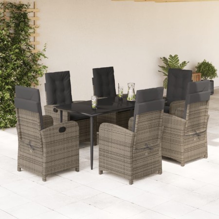 Set comedor jardín 7 pzas y cojines ratán sintético gris en Conjuntos de jardín | Comprar online en Foru.es