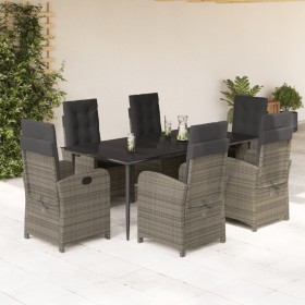 Set comedor jardín 7 pzas y cojines ratán sintético gris en Conjuntos de jardín | Comprar online en Foru.es