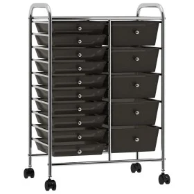 Tragbarer XXL-Aufbewahrungswagen mit 15 schwarzen Kunststoffschubladen von , Lastenstapler - Ref: Foro24-320407, Preis: 115,3...