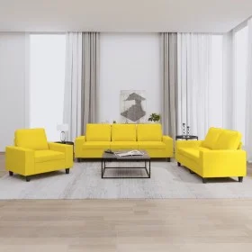 Juego de sofás 3 piezas tela amarillo claro de , Sofás - Ref: Foro24-3201871, Precio: 733,21 €, Descuento: %