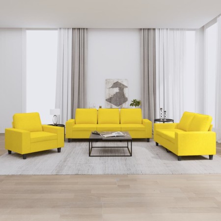 Juego de sofás 3 piezas tela amarillo claro de , Sofás - Ref: Foro24-3201871, Precio: 745,17 €, Descuento: %