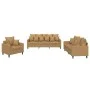 Brown velvet 3-piece sofa set with cushions by , Sofas - Ref: Foro24-3201687, Price: 570,42 €, Discount: %