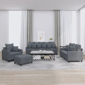4-teilige Sofagarnitur aus dunkelgrauem Samt mit Kissen von , Sofas - Ref: Foro24-3201691, Preis: 668,38 €, Rabatt: %