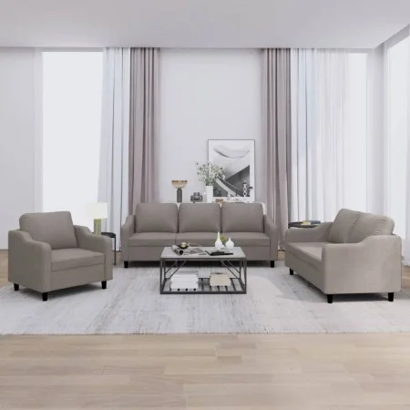 Juego de sofás con cojines 3 piezas tela gris taupe de , Sofás - Ref: Foro24-3201777, Precio: 619,51 €, Descuento: %