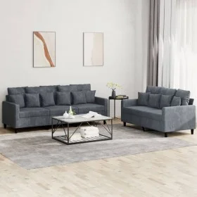 Juego de sofás con cojines 2 piezas terciopelo gris oscuro de , Sofás - Ref: Foro24-3201721, Precio: 472,92 €, Descuento: %