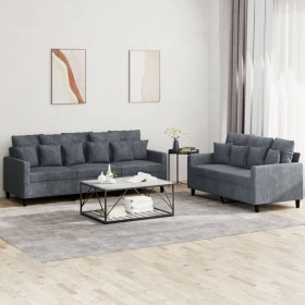 Juego de sofás con cojines 2 piezas terciopelo gris oscuro de , Sofás - Ref: Foro24-3201721, Precio: 463,65 €, Descuento: %