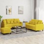Juego de sofás con cojines 3 piezas terciopelo amarillo de , Sofás - Ref: Foro24-3201716, Precio: 446,56 €, Descuento: %