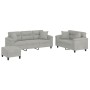 Juego de sofás con cojines 3 piezas tela microfibra gris claro de , Sofás - Ref: Foro24-3202357, Precio: 667,97 €, Descuento: %