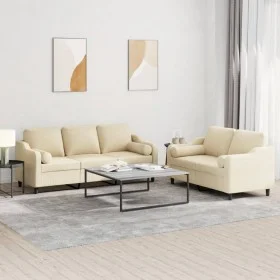 Sofagarnitur mit Kissen, 2-teilig, cremefarbener Stoff von , Sofas - Ref: Foro24-3201852, Preis: 541,15 €, Rabatt: %