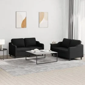 Juego de sofás con cojines 2 piezas tela negro de , Sofás - Ref: Foro24-3201806, Precio: 407,83 €, Descuento: %