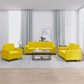 Juego de sofás con cojines 3 piezas terciopelo amarillo de , Sofás - Ref: Foro24-3201960, Precio: 691,78 €, Descuento: %