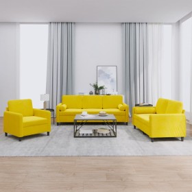 Juego de sofás con cojines 3 piezas terciopelo amarillo de , Sofás - Ref: Foro24-3201960, Precio: 703,94 €, Descuento: %