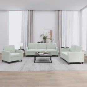 Dreiteilige Sofagarnitur aus hellgrauem Samt von , Sofas - Ref: Foro24-3201934, Preis: 562,17 €, Rabatt: %