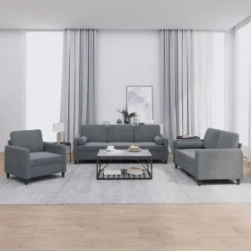 Juego de sofás con cojines 3 piezas terciopelo gris oscuro de , Sofás - Ref: Foro24-3201955, Precio: 630,46 €, Descuento: %
