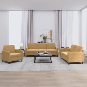 Juego de sofás 3 piezas terciopelo marrón de , Sofás - Ref: Foro24-3201941, Precio: 622,40 €, Descuento: %