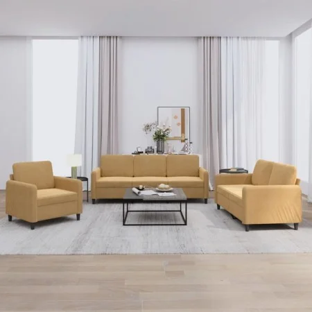 Dreiteilige Sofagarnitur aus braunem Samt von , Sofas - Ref: Foro24-3201941, Preis: 612,30 €, Rabatt: %