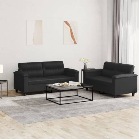 Juego de sofás con cojines 2 piezas cuero sintético negro de , Sofás - Ref: Foro24-3202362, Precio: 420,72 €, Descuento: %