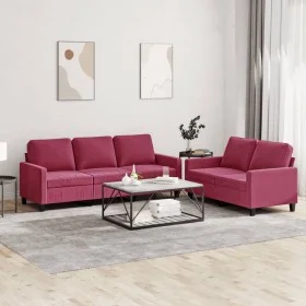 Juego de sofás con cojines 2 piezas terciopelo rojo tinto de , Sofás - Ref: Foro24-3201520, Precio: 430,14 €, Descuento: %