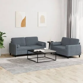 Juego de sofás con cojines 2 piezas terciopelo gris oscuro de , Sofás - Ref: Foro24-3201995, Precio: 412,28 €, Descuento: %