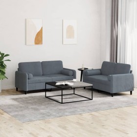 Juego de sofás con cojines 2 piezas terciopelo gris oscuro de , Sofás - Ref: Foro24-3201995, Precio: 405,28 €, Descuento: %