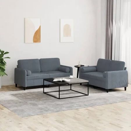 Dark gray velvet 2-piece sofa set with cushions by , Sofas - Ref: Foro24-3201995, Price: 412,28 €, Discount: %
