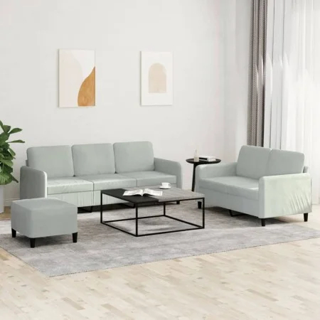 Light gray velvet 3-piece sofa set by , Sofas - Ref: Foro24-3202024, Price: 477,07 €, Discount: %