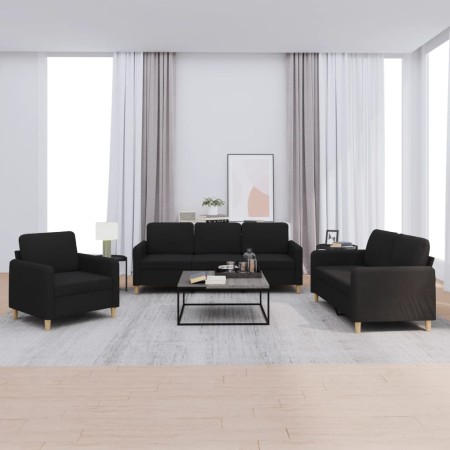 Juego de sofás con cojines 3 piezas tela negro de , Sofás - Ref: Foro24-3202058, Precio: 742,27 €, Descuento: %