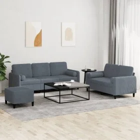 Juego de sofás con cojines 3 piezas terciopelo gris oscuro de , Sofás - Ref: Foro24-3202045, Precio: 535,05 €, Descuento: %