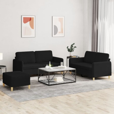 Juego de sofás con cojines 3 piezas tela negro de , Sofás - Ref: Foro24-3202098, Precio: 495,40 €, Descuento: %