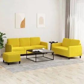 Juego de sofás 3 piezas terciopelo amarillo de , Sofás - Ref: Foro24-3202030, Precio: 553,12 €, Descuento: %