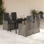 Set comedor de jardín 5 piezas con cojines ratán sintético gris en Conjuntos de jardín | Comprar online en Foru.es