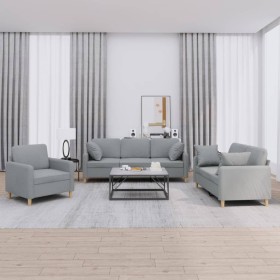 Juego de sofás con cojines 3 piezas tela gris claro de , Sofás - Ref: Foro24-3202070, Precio: 694,16 €, Descuento: %