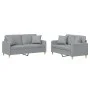 Juego de sofás con cojines 2 piezas tela gris claro de , Sofás - Ref: Foro24-3202102, Precio: 456,74 €, Descuento: %