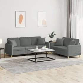 Sofa set with cushions 2 pieces dark gray fabric by , Sofas - Ref: Foro24-3202135, Price: 509,41 €, Discount: %