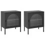 Mesitas de noche 2 unidades vidrio y acero negro 50x35x60 cm de , Mesitas de noche - Ref: Foro24-3211825, Precio: 195,27 €, D...