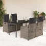 Set comedor de jardín 5 piezas con cojines ratán sintético gris en Conjuntos de jardín | Comprar online en Foru.es