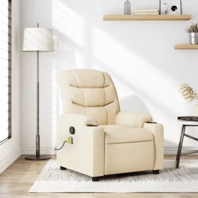 Cream Fabric Reclining Massage Chair by , Armchairs - Ref: Foro24-374164, Price: 270,51 €, Discount: %