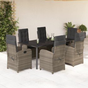 Set comedor jardín 7 pzas y cojines ratán sintético gris en Conjuntos de jardín | Comprar online en Foru.es