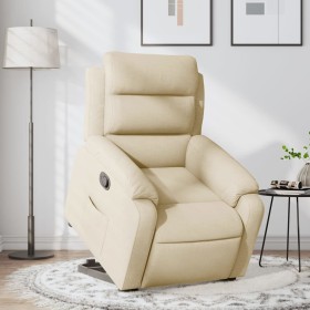 Sillón reclinable elevable de tela color crema de , Sillones - Ref: Foro24-3204989, Precio: 303,89 €, Descuento: %
