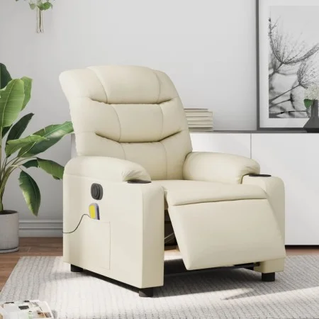Sillón de masaje reclinable eléctrico cuero sintético crema de , Sillones - Ref: Foro24-3206593, Precio: 304,06 €, Descuento: %