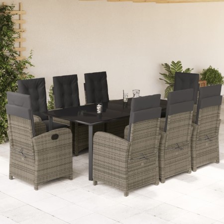 Set comedor jardín 9 pzas y cojines ratán sintético gris en Conjuntos de jardín | Comprar online en Foru.es