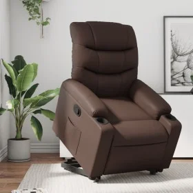Sillón reclinable elevable cuero sintético marrón de , Sillones - Ref: Foro24-3206601, Precio: 324,76 €, Descuento: %