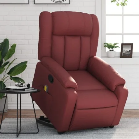 Sillón reclinable de masaje de pie cuero artificial rojo tinto de , Sillones - Ref: Foro24-3205275, Precio: 293,90 €, Descuen...
