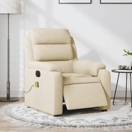 Sillón reclinable de masaje eléctrico tela color crema de , Sillones - Ref: Foro24-3204977, Precio: 307,51 €, Descuento: %