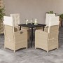 Set comedor de jardín 5 pzas con cojines ratán sintético beige en Conjuntos de jardín | Comprar online en Foru.es